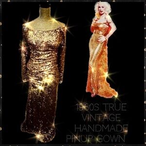 1960s handmade vintage wiggle gown M